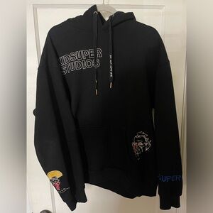 KidSuper Studios Black Embroidered Hoodie Sweatshirt Minty Fresh Mens Size XL